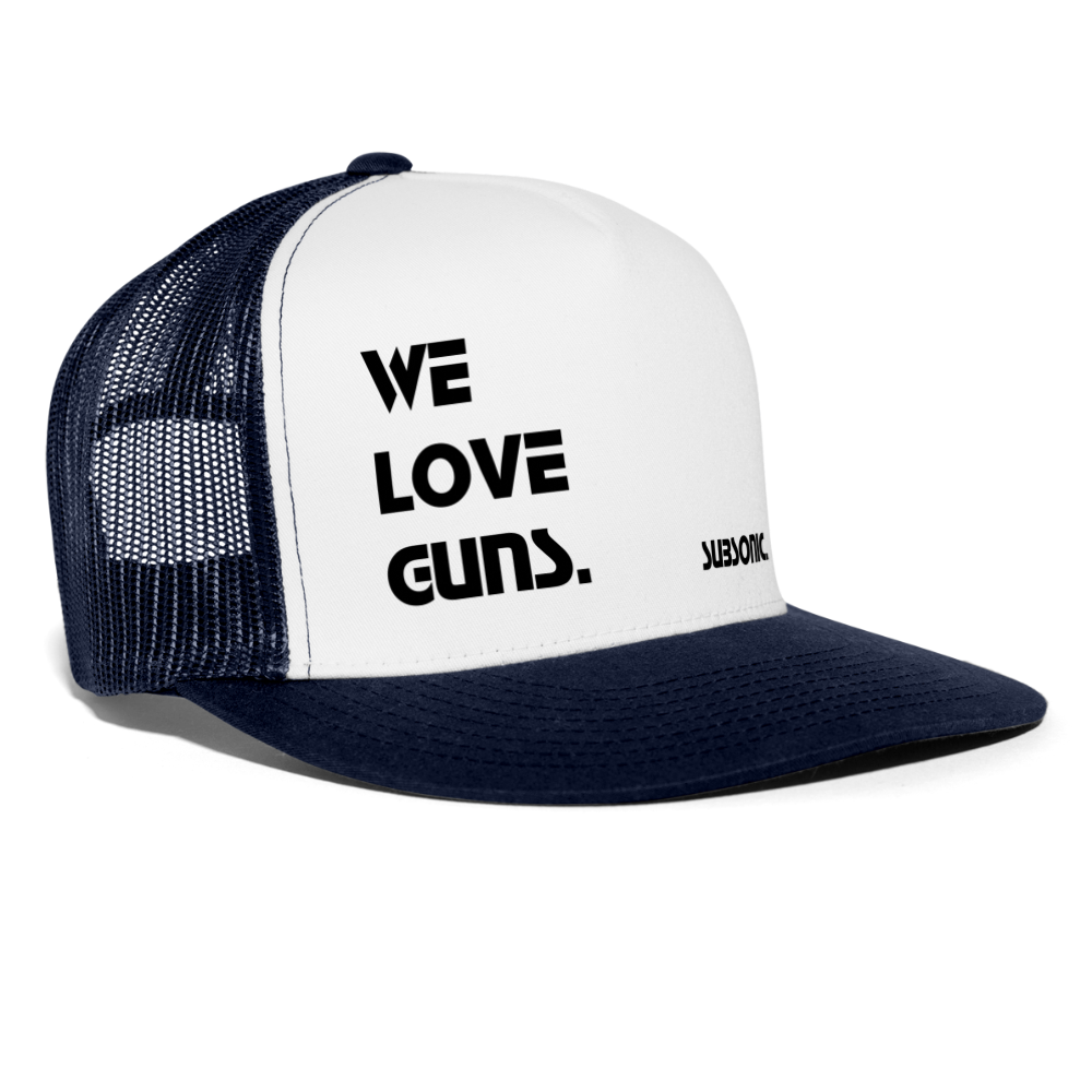 Trucker Cap - WE LOVE GUNS. - Weiß/Navy