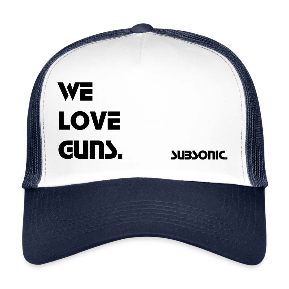 Trucker Cap - WE LOVE GUNS. - Weiß/Navy