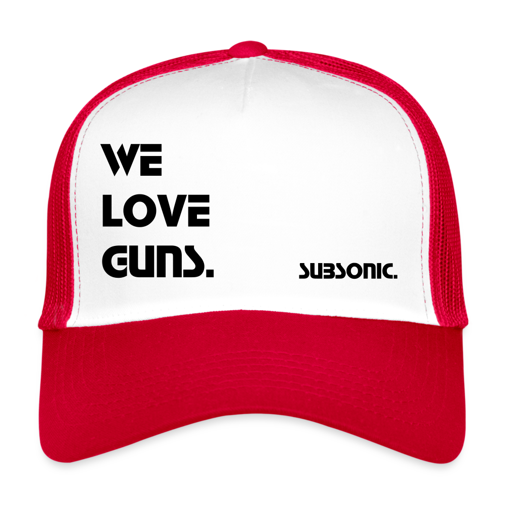 Trucker Cap - WE LOVE GUNS. - Weiß/Rot