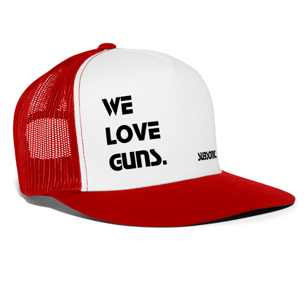 Trucker Cap - WE LOVE GUNS. - Weiß/Rot