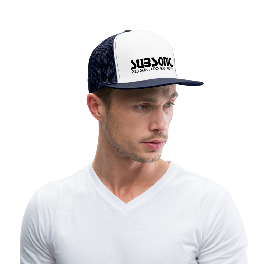 Trucker Cap - PRO GUN PRO GOD PRO LIFE. - Weiß/Navy
