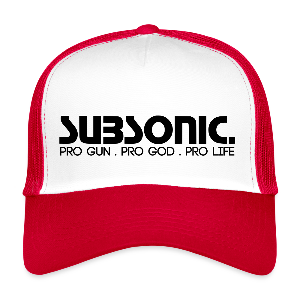Trucker Cap - PRO GUN PRO GOD PRO LIFE. - Weiß/Rot