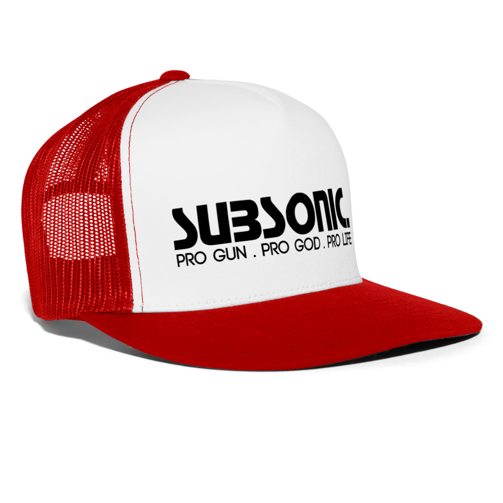 Trucker Cap - PRO GUN PRO GOD PRO LIFE. - Weiß/Rot