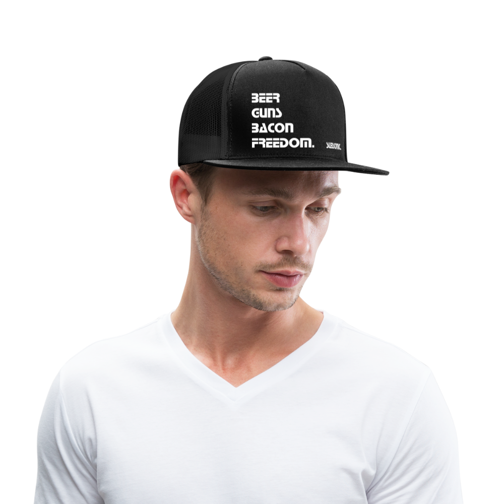 Trucker Cap - BEER GUNS BACON FREEDOM. - Schwarz/Schwarz